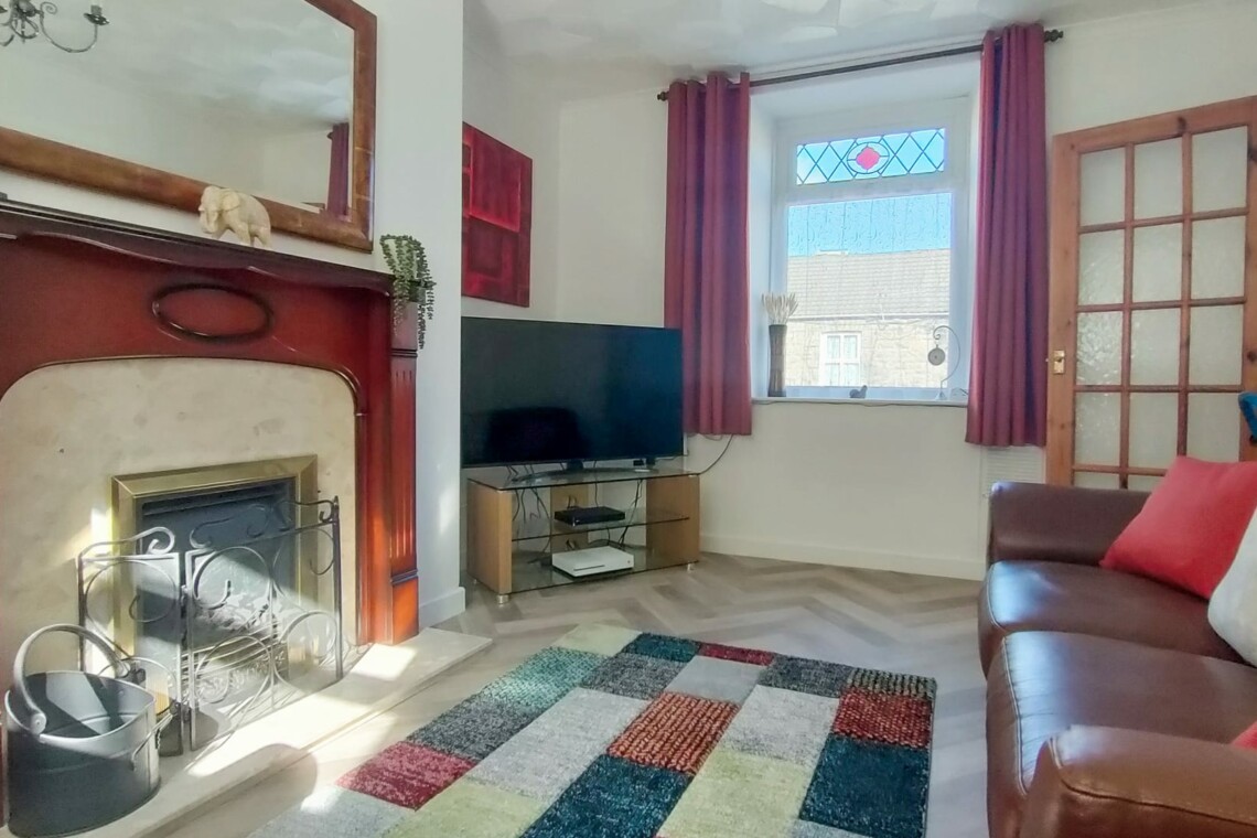 TV and seating area