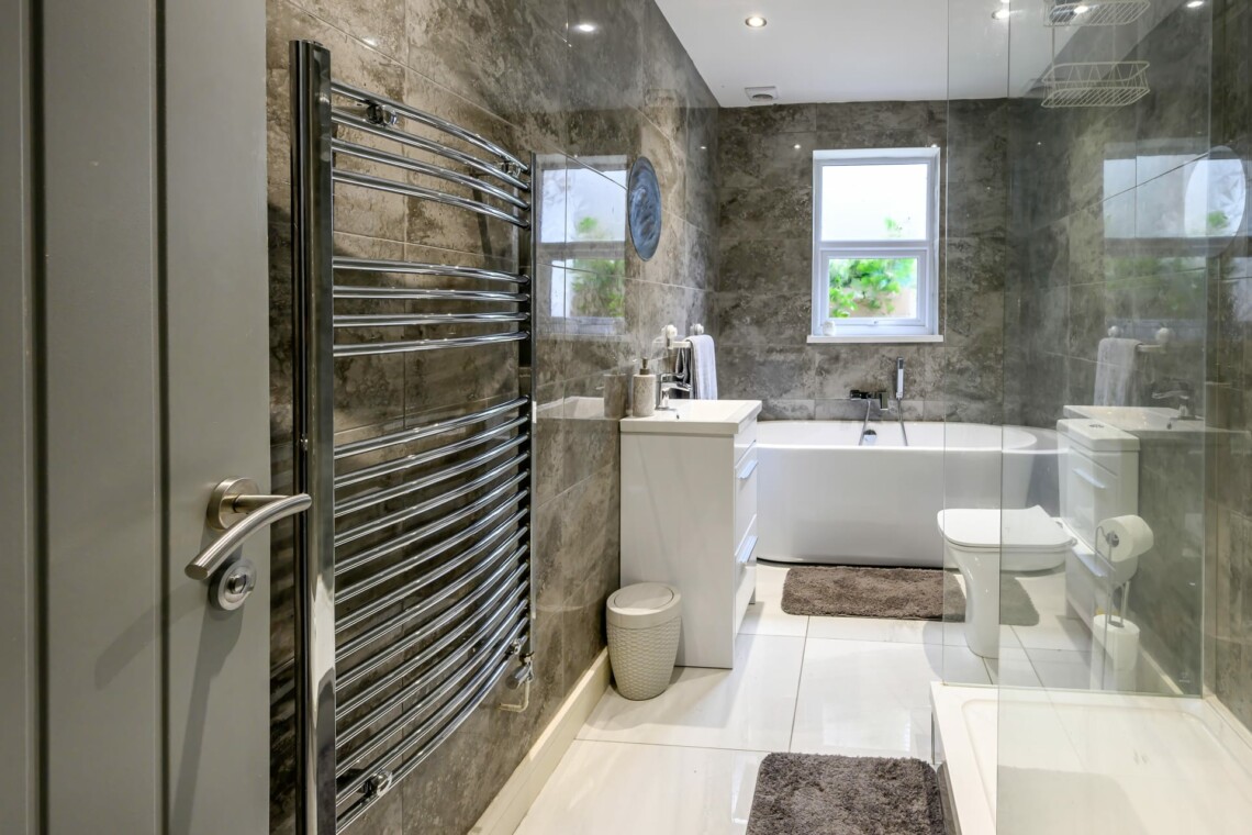 Downstairs Bathroom with Shower and LargeBath