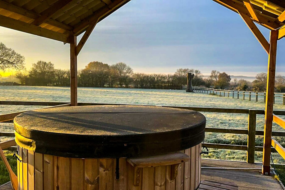 Crisp winter morning at Reindeer lodge.  Hot tub for Reindeer lodge guests only
