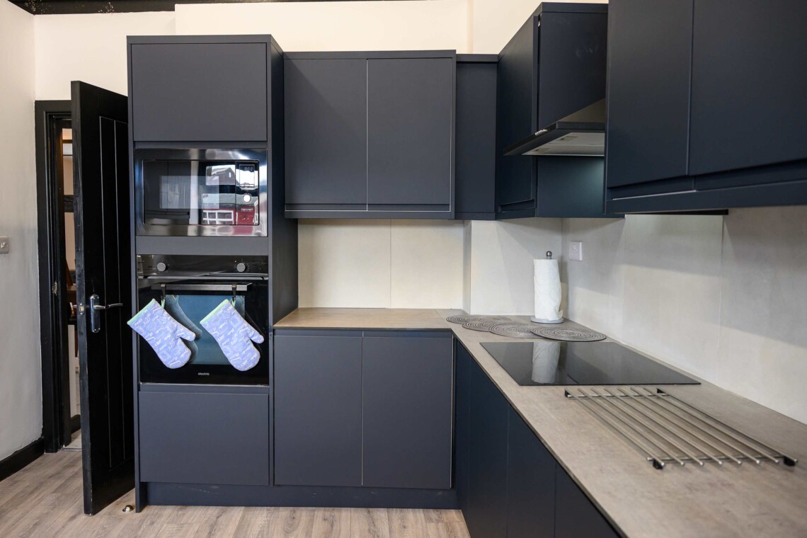 The kitchen is fully equipped with all the essentials for dining in. 