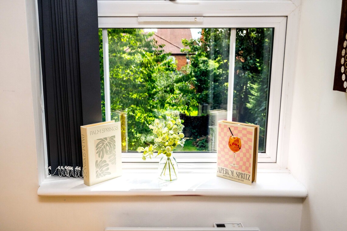 Views to the garden from the bedroom