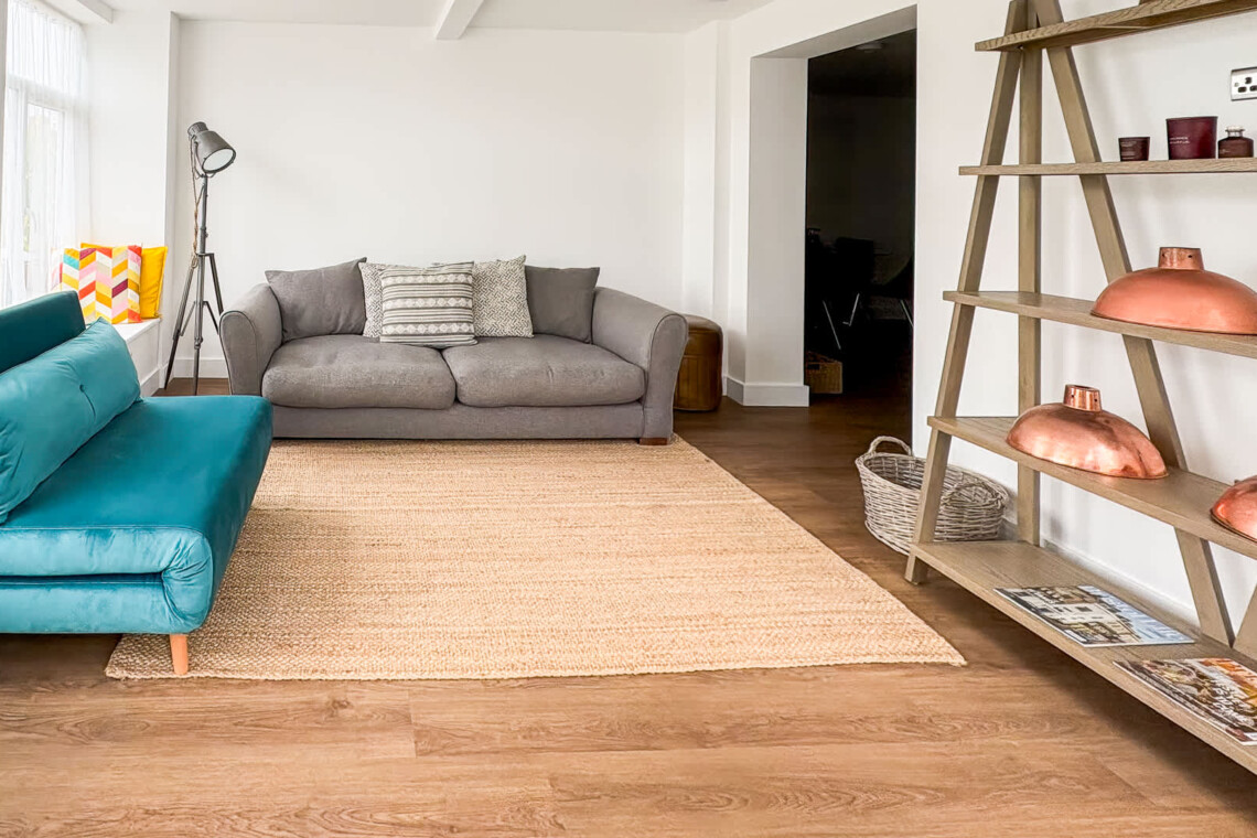 Spacious living room with sofa bed