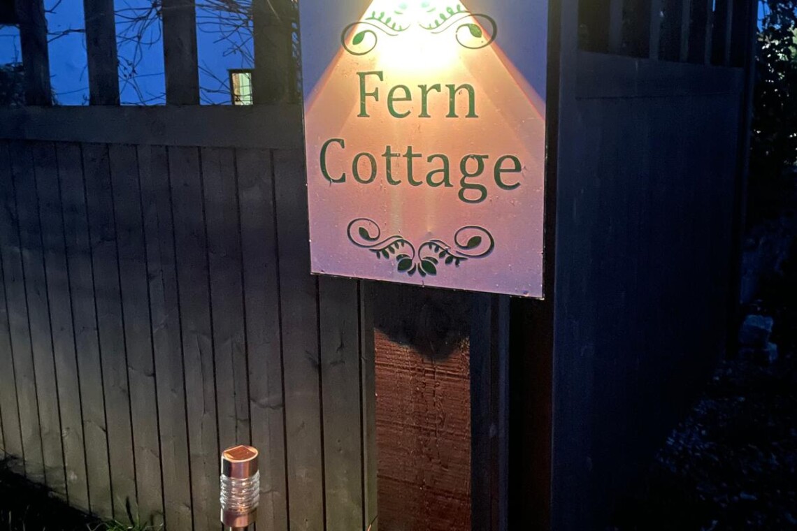 Entrance sign if you are arriving after dark