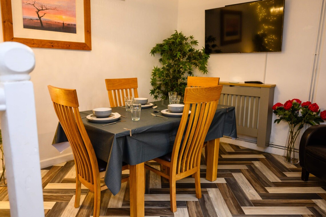 Dining area with muti-media TV