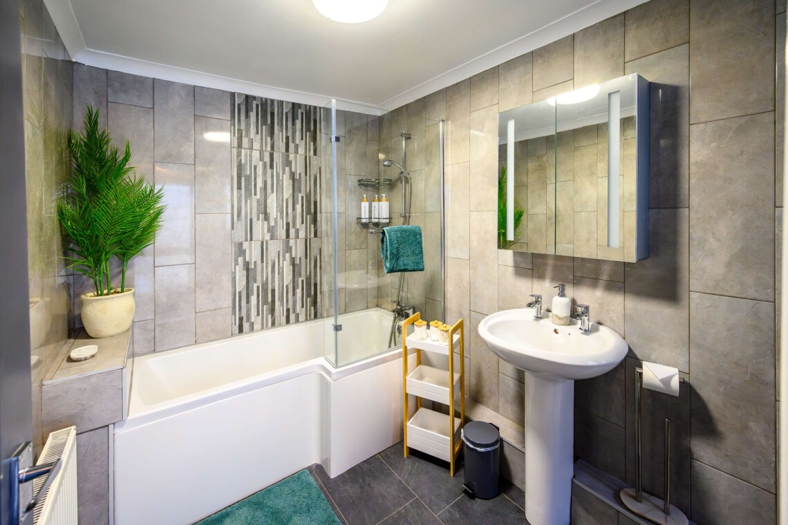 Bath with over bath shower