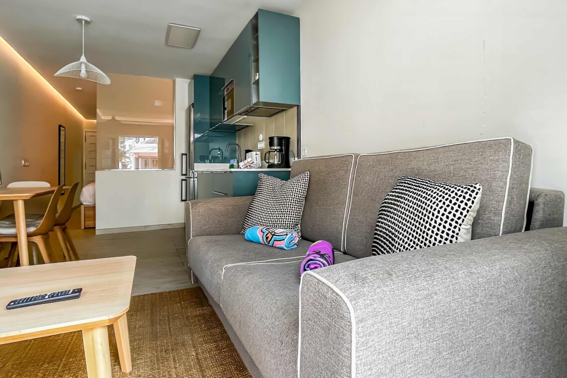 Open plan Living room with a sofa bed