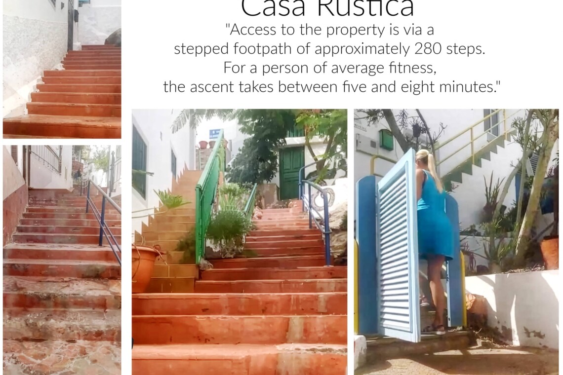 Access to the property is via a 
stepped footpath of approximately 280 steps. 
"For a person of average fitness, 
the ascent takes between five and eight minutes."