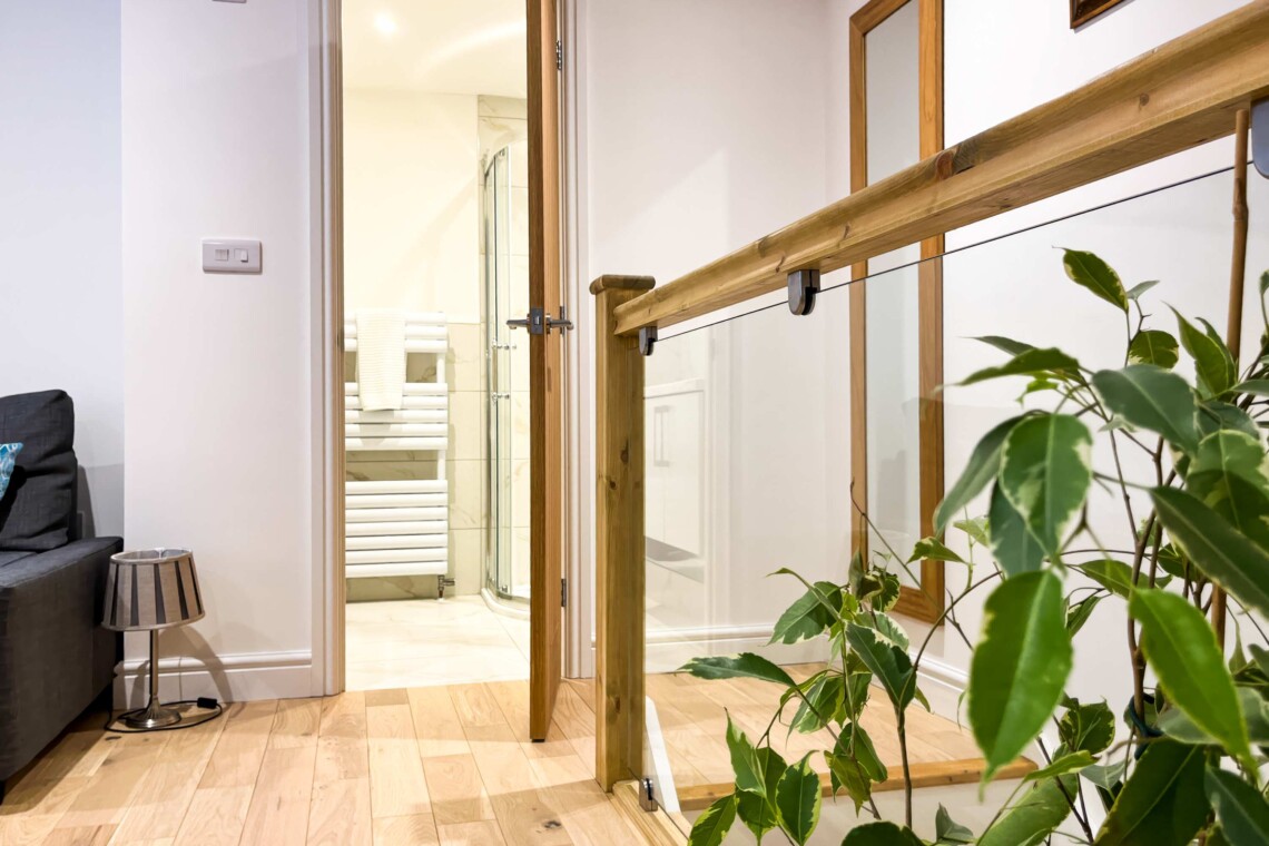 Wood Stairs with Glass - light & bright