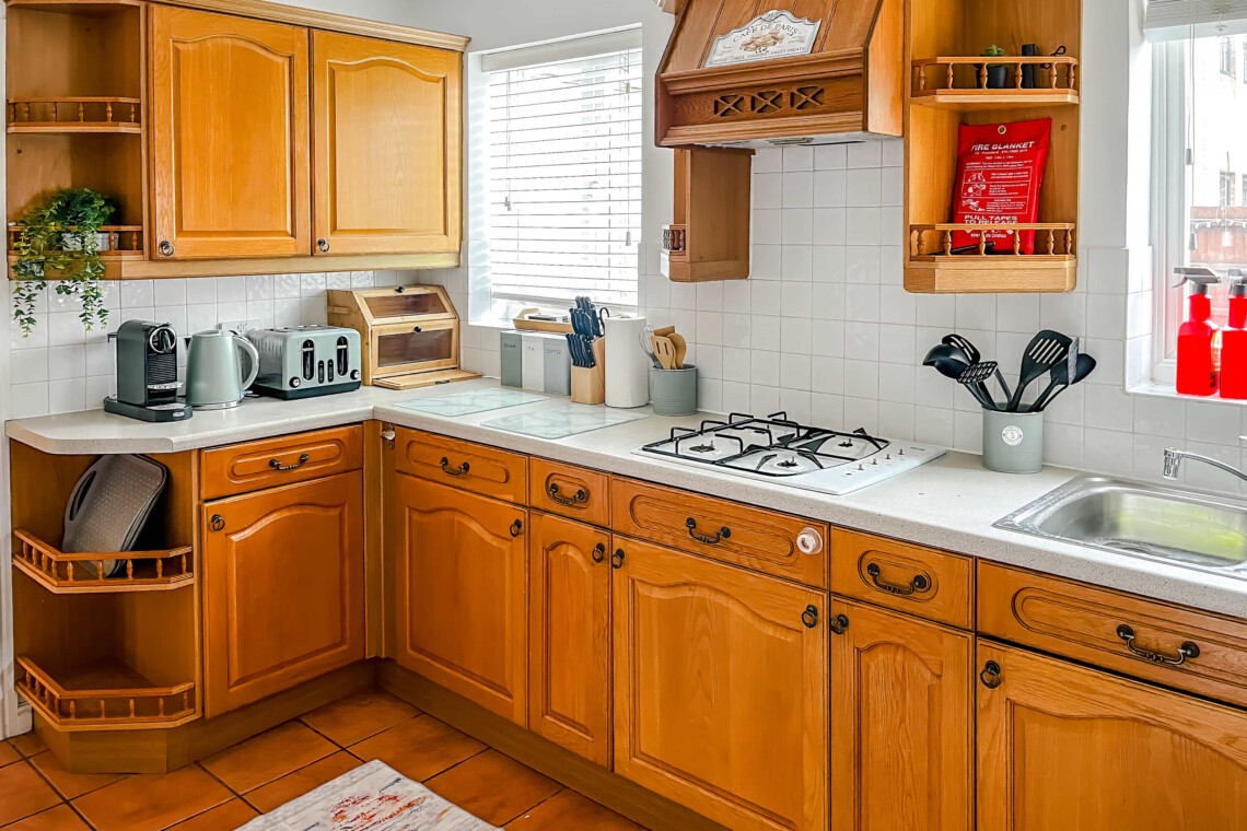 Cook with ease in our fully equipped kitchen. Features modern, full-sized appliances and is generously stocked with high-quality cookware, utensils, and dishware. Perfect for a quick breakfast or a gourmet dinner