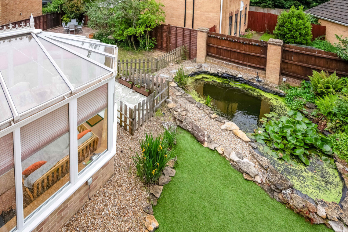 Featured pond in the rear garden