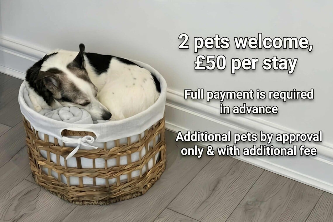2 pets welcome with a £50 fee. Additional pets by approval only with additional fee.